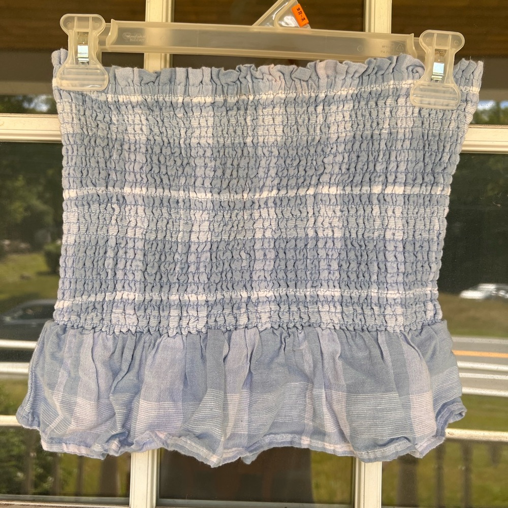 Smocked plaid top